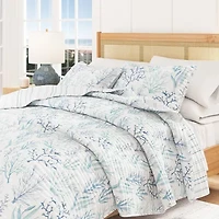 Linery Blue Coral Reversible Quilt Set