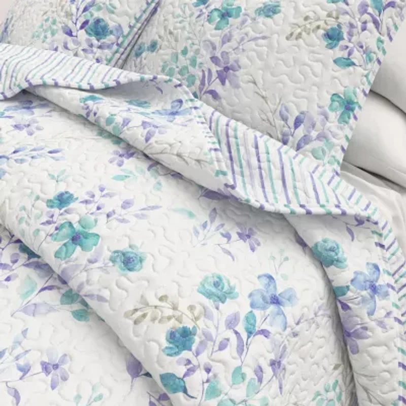 Linery Blue Floral Reversible Quilt Set