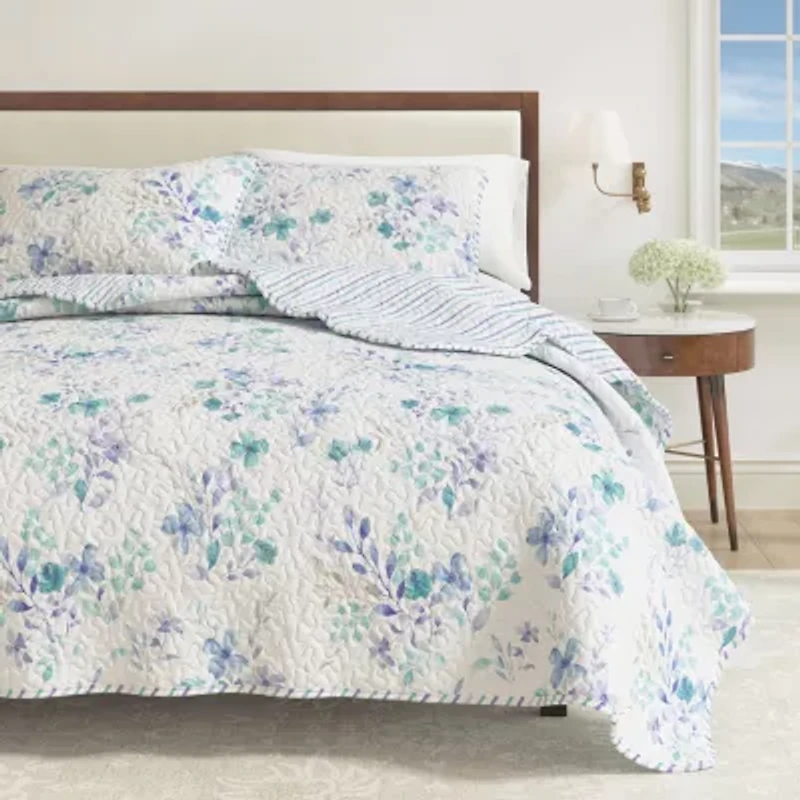 Linery Blue Floral Reversible Quilt Set