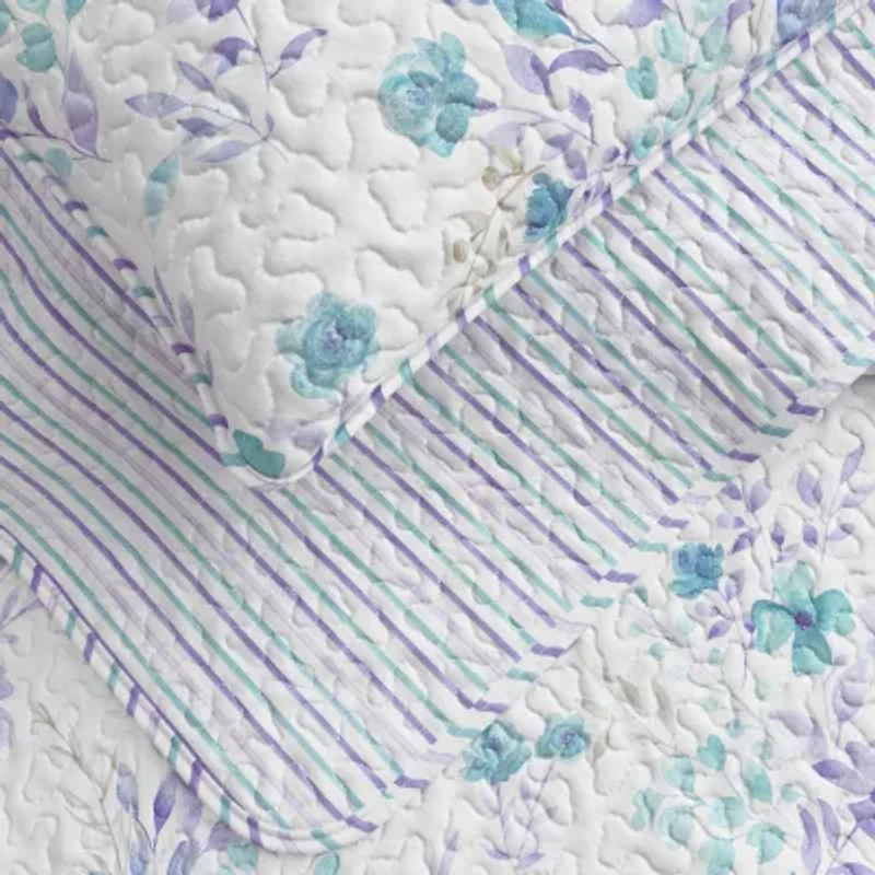 Linery Blue Floral Reversible Quilt Set