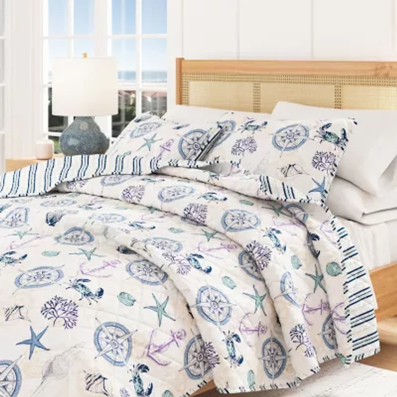 Linery Nautical Reversible Quilt Set