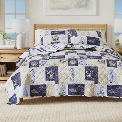 Linery Seashell Patchwork Reversible Quilt Set