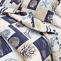 Linery Seashell Patchwork Reversible Quilt Set