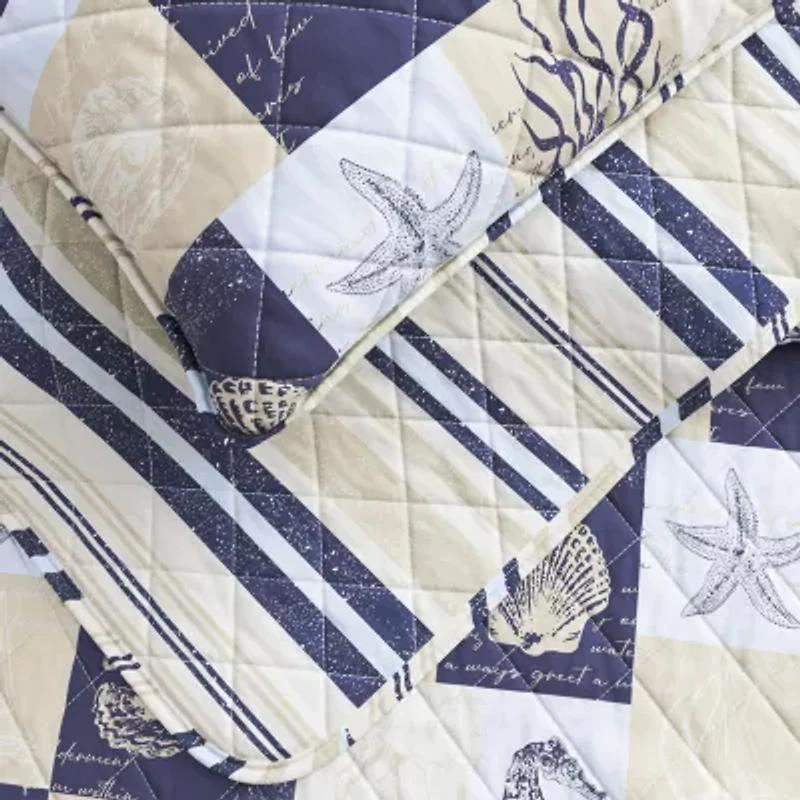 Linery Seashell Patchwork Reversible Quilt Set