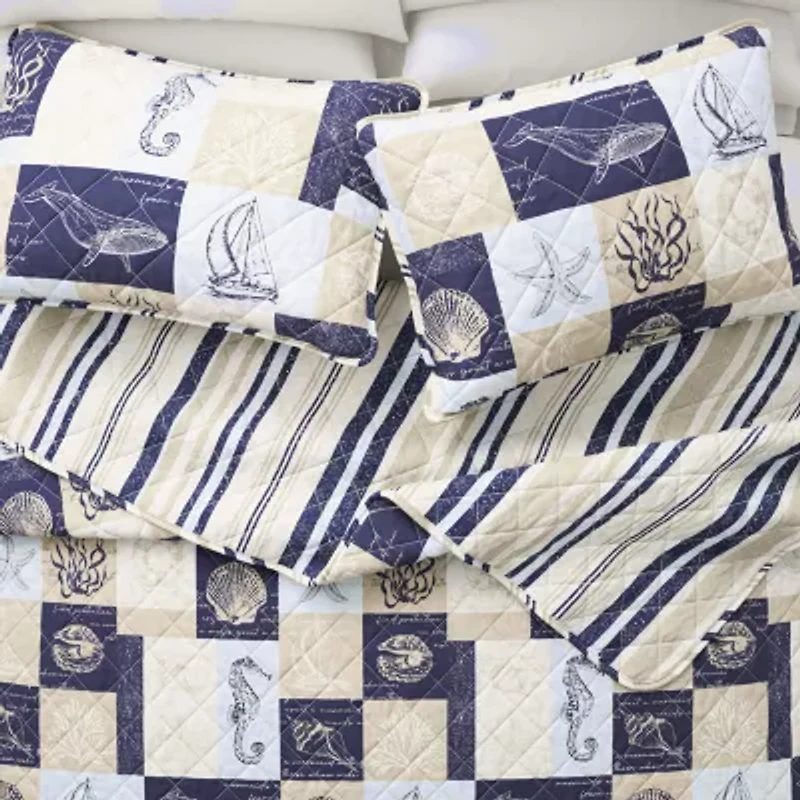 Linery Seashell Patchwork Reversible Quilt Set