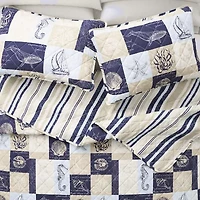 Linery Seashell Patchwork Reversible Quilt Set