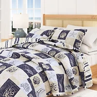 Linery Seashell Patchwork Reversible Quilt Set