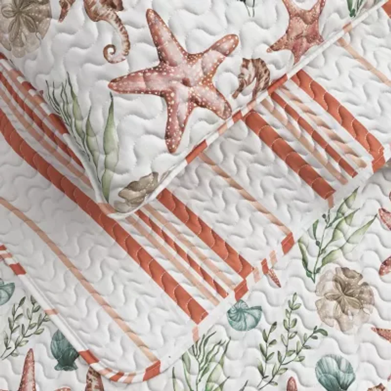 Linery Watercolor Sea Life Reversible Quilt Set