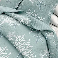 Linery Coral Starfish Reversible Quilt Set