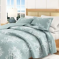 Linery Coral Starfish Reversible Quilt Set