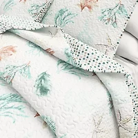 Linery Stripes Seashells Reversible Quilt Set