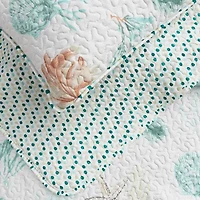 Linery Stripes Seashells Reversible Quilt Set