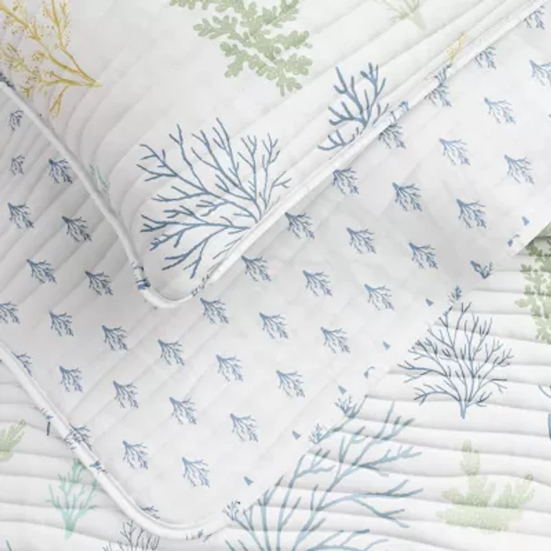 Linery Pastel Coral Pattern Reversible Quilt Set