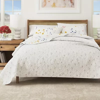 Linery Colorful Floral Reversible Quilt Set