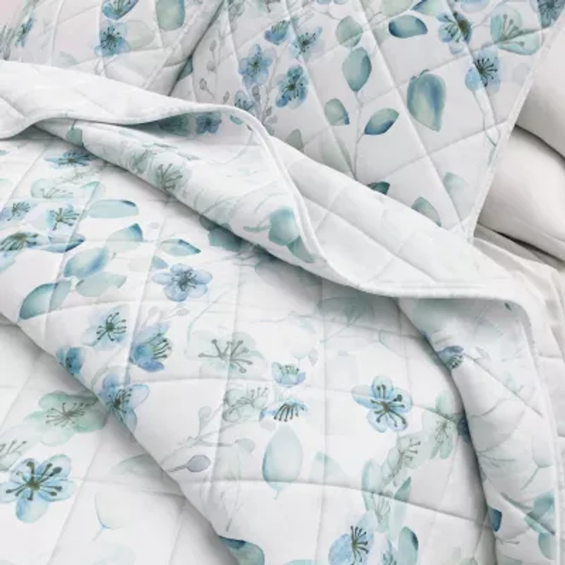 Linery Watercolor Leaves Reversible Quilt Set