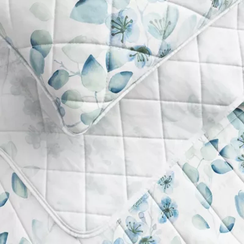 Linery Watercolor Leaves Reversible Quilt Set