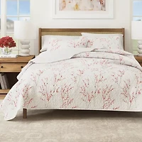 Linery Cherry Blossom Floral Reversible Quilt Set