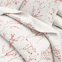 Linery Cherry Blossom Floral Reversible Quilt Set
