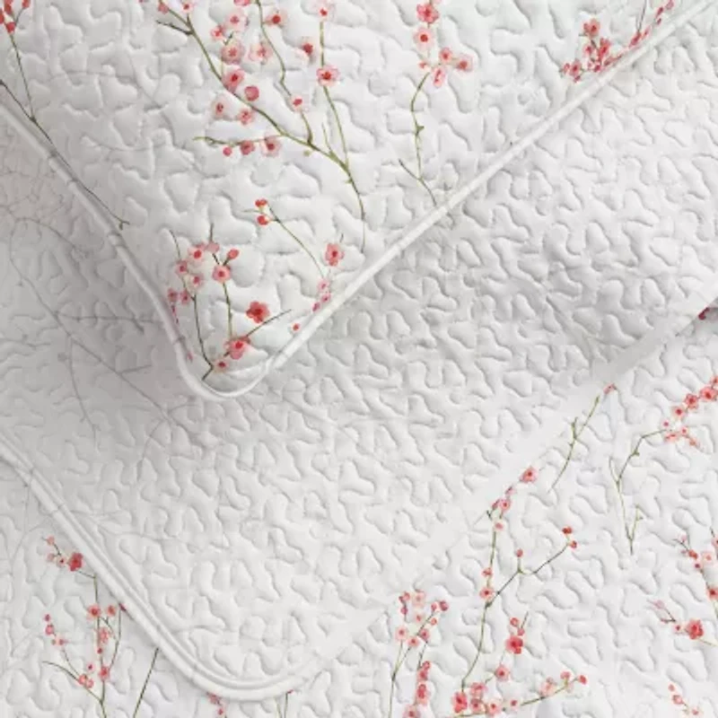 Linery Cherry Blossom Floral Reversible Quilt Set