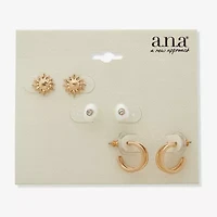 a.n.a Womens 3 Pair Earring Set