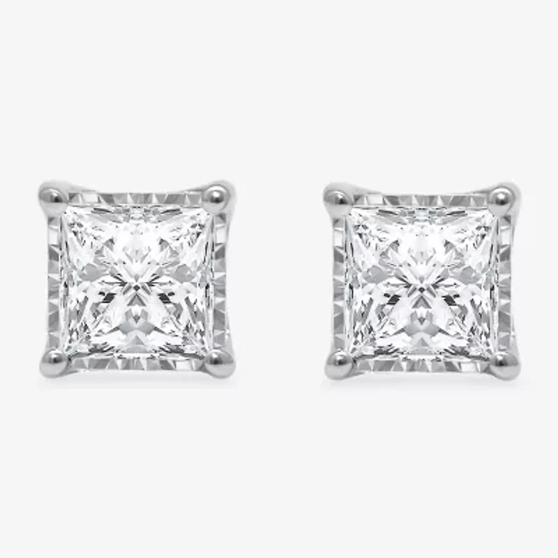 I/SI2 ) CT. T.W. Lab-Grown Diamond Sterling Silver or 14K Gold over Princess Stud Earrings