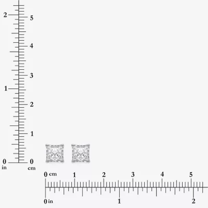 I/SI2 ) CT. T.W. Lab-Grown Diamond Sterling Silver or 14K Gold over Princess Stud Earrings