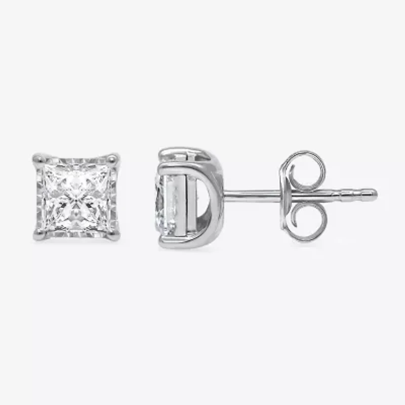 I/SI2 ) CT. T.W. Lab-Grown Diamond Sterling Silver or 14K Gold over Princess Stud Earrings