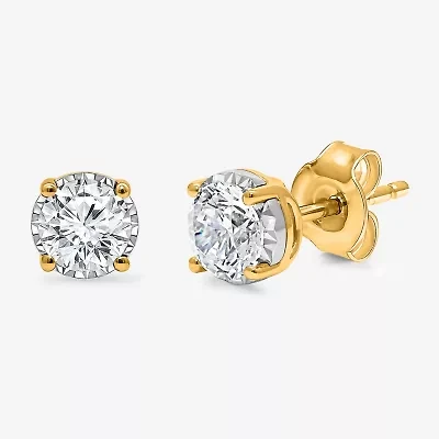 Si2,I 1 CT. T.W. Lab Grown White Diamond Sterling Silver 5.1mm Round Stud Earrings