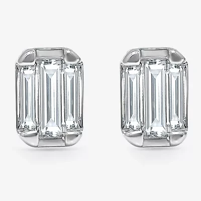 (I/Si2) 1/2 CT. T.W. Lab Grown White Diamond Sterling Silver 4.6mm Rectangular Stud Earrings