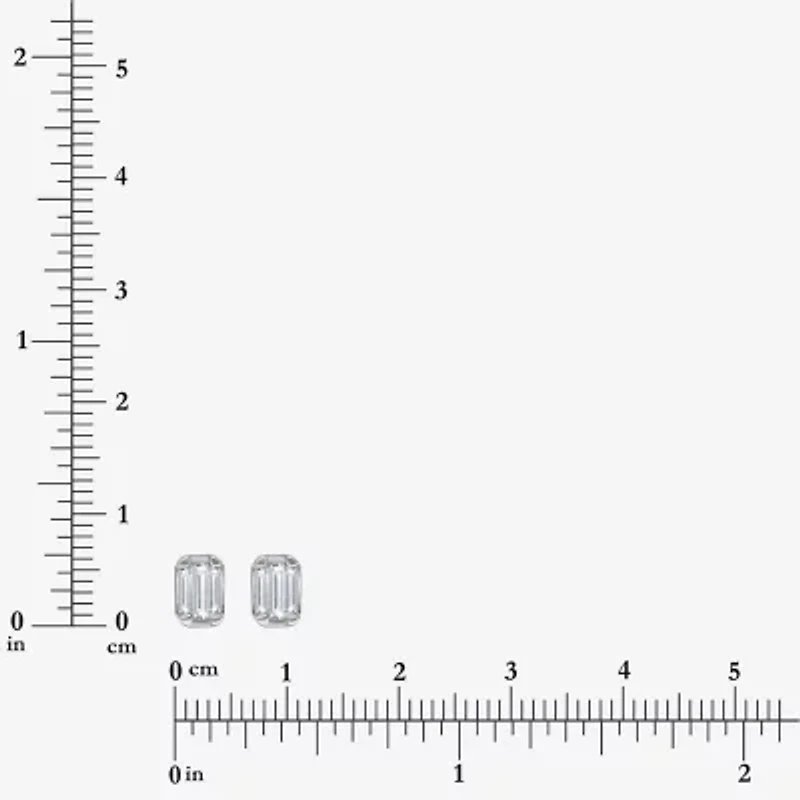 (I/Si2) 1/2 CT. T.W. Lab Grown White Diamond Sterling Silver 4.6mm Rectangular Stud Earrings