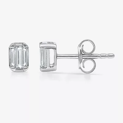 (I/Si2) 1/2 CT. T.W. Lab Grown White Diamond Sterling Silver 4.6mm Rectangular Stud Earrings