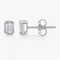 (I/Si2) 1/2 CT. T.W. Lab Grown White Diamond Sterling Silver 4.6mm Rectangular Stud Earrings