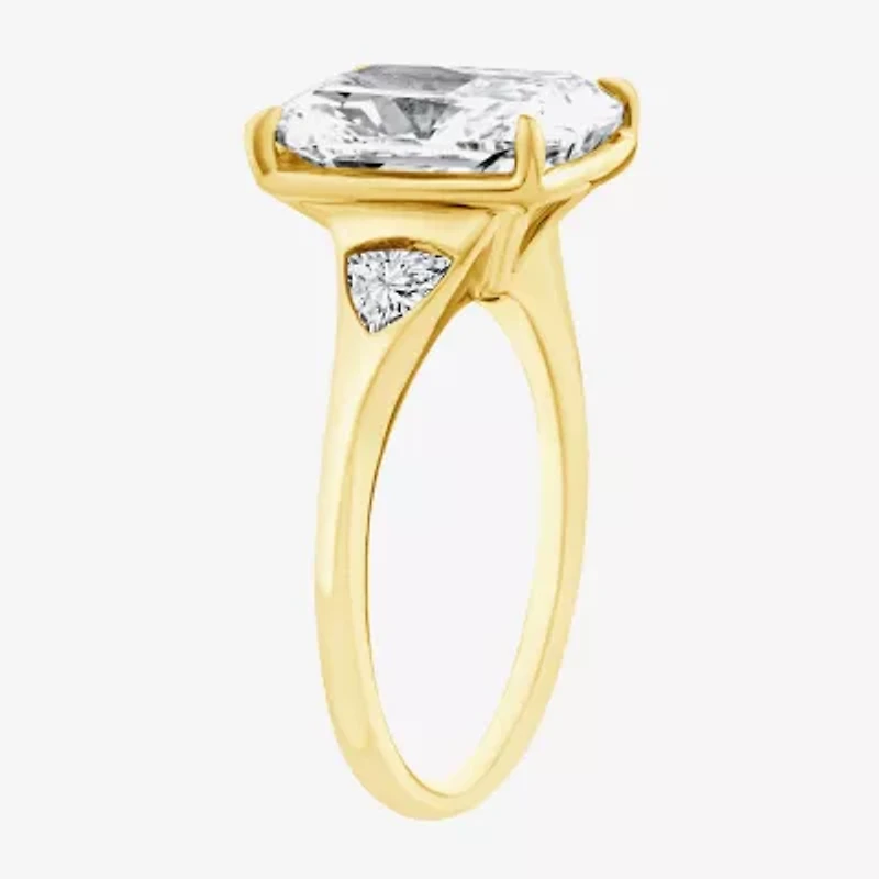 Grown Gorgeous (F / Vs2) Womens 5 1/3 Ct. T.W. Lab White Diamond 14K Gold Cushion 3-Stone Engagement Ring