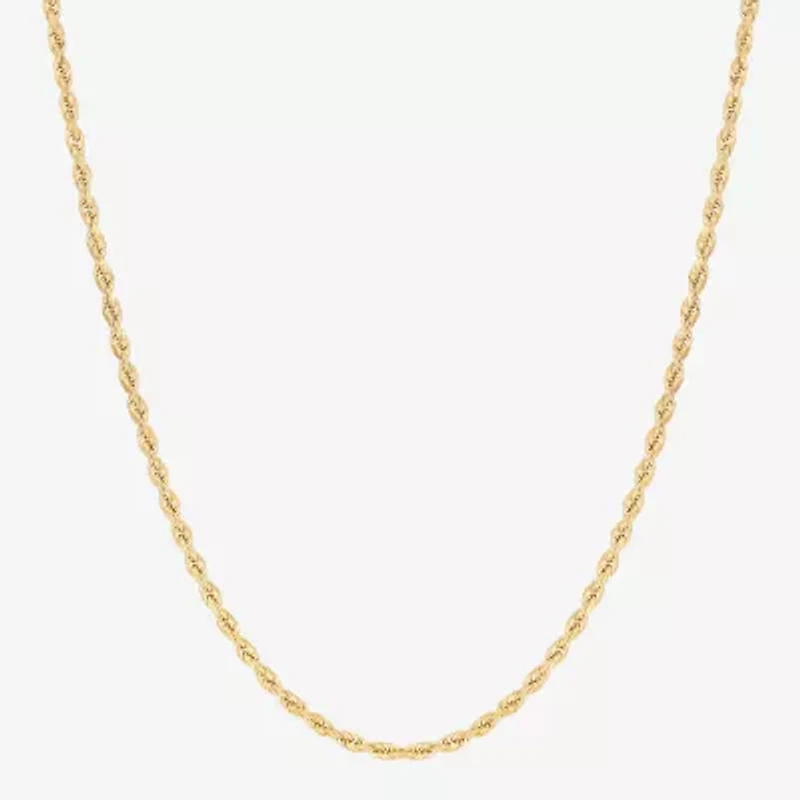 Womens 10K Gold 22 Inch Rope Chain Necklace