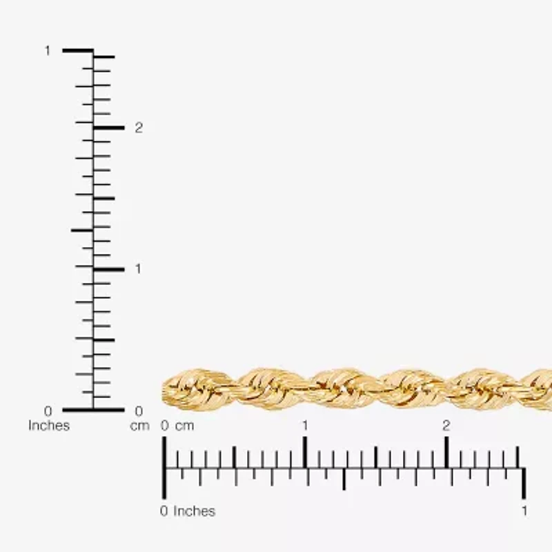 Womens 10K Gold 22 Inch Rope Chain Necklace