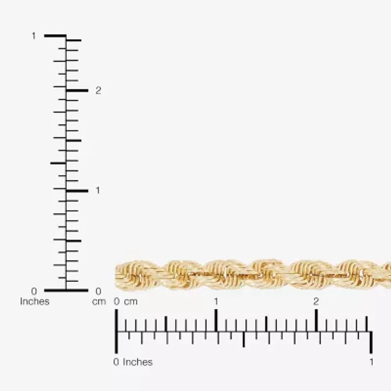 Mens 10K Gold 22 Inch Rope Chain Necklace