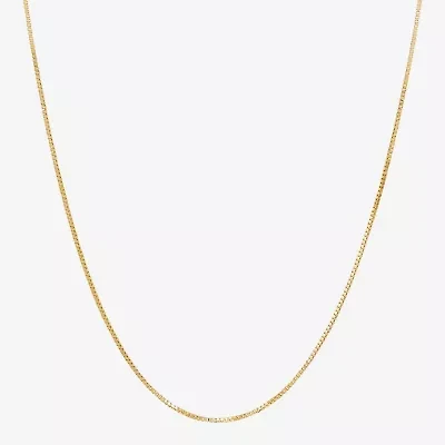 Womens 10K Gold Inch Box Chain Necklace