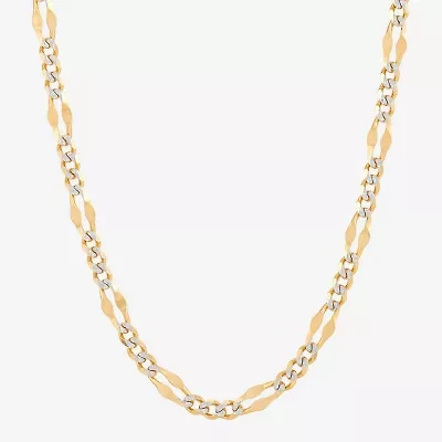 Made in Italy Womens 14K Two Tone Gold 18 Inch Figaro Chain Necklace
