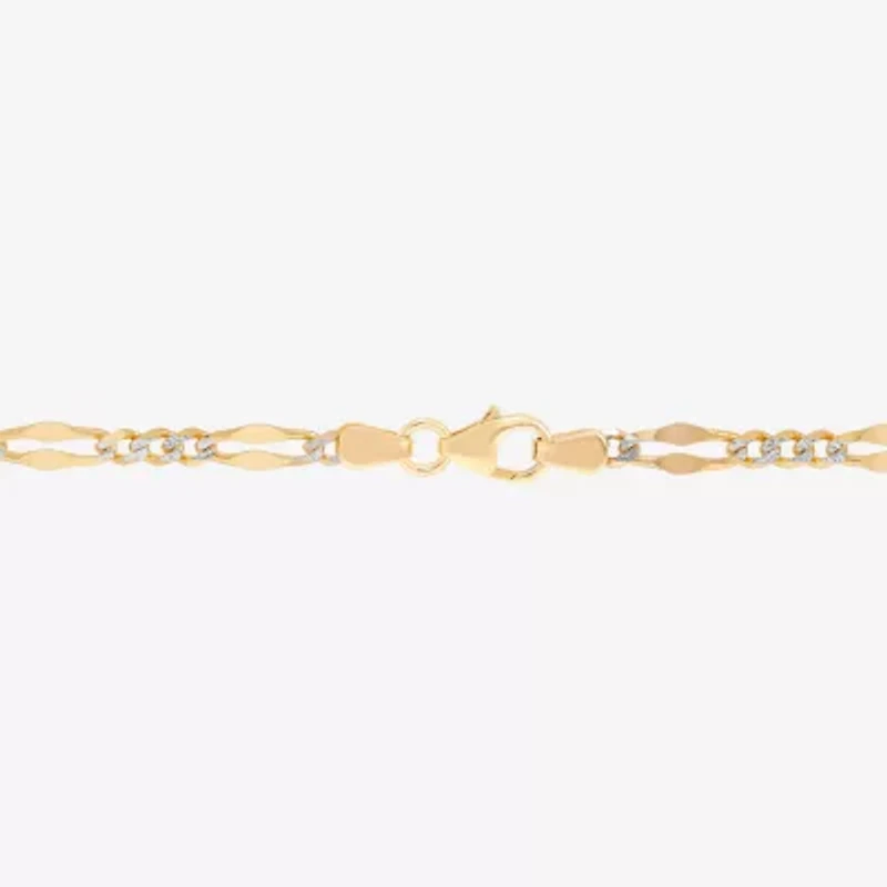 Made in Italy Womens 14K Two Tone Gold 7.5 Inch Solid Figaro Chain Bracelet