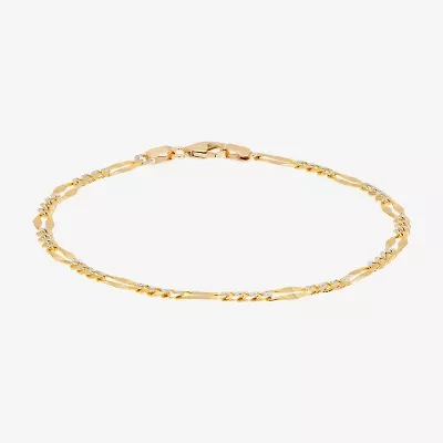 Made in Italy Womens 14K Two Tone Gold 7.5 Inch Solid Figaro Chain Bracelet