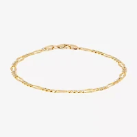Made in Italy Womens 14K Two Tone Gold 7.5 Inch Solid Figaro Chain Bracelet