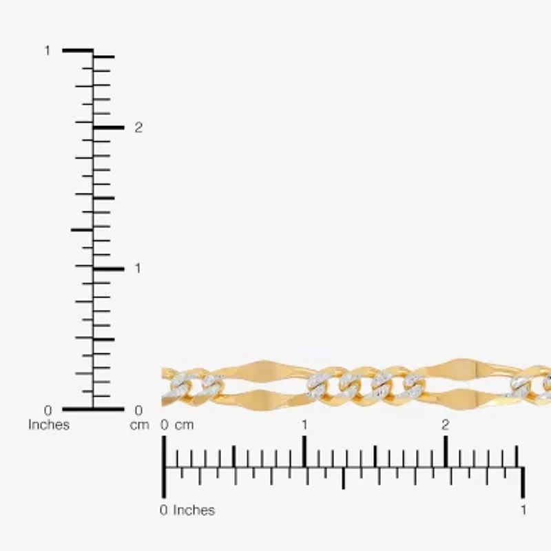 Made in Italy Womens 14K Two Tone Gold 7.5 Inch Solid Figaro Chain Bracelet