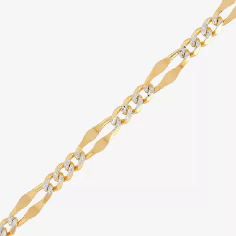 Made in Italy Womens 14K Two Tone Gold 7.5 Inch Solid Figaro Chain Bracelet