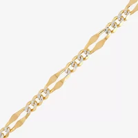 Made in Italy Womens 14K Two Tone Gold 7.5 Inch Solid Figaro Chain Bracelet