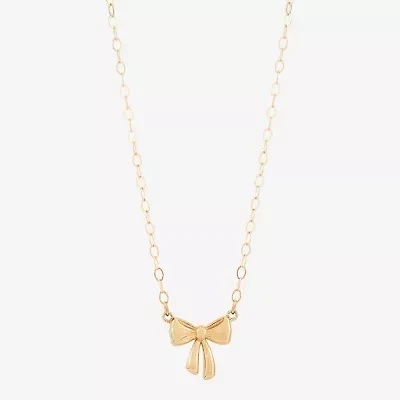 Gold Addiction Womens 10K Gold Bow 18 Inch Pendant Necklace