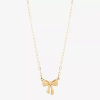 Gold Addiction Womens 10K Gold Bow 18 Inch Pendant Necklace