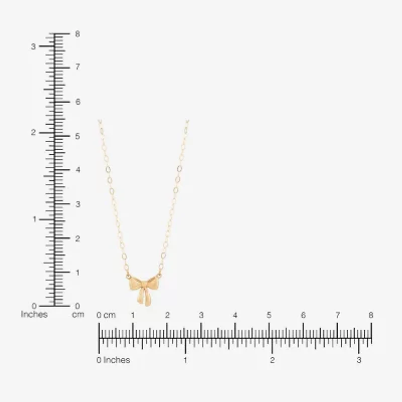 Gold Addiction Womens 10K Gold Bow 18 Inch Pendant Necklace