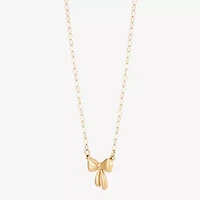Gold Addiction Womens 10K Gold Bow 18 Inch Pendant Necklace