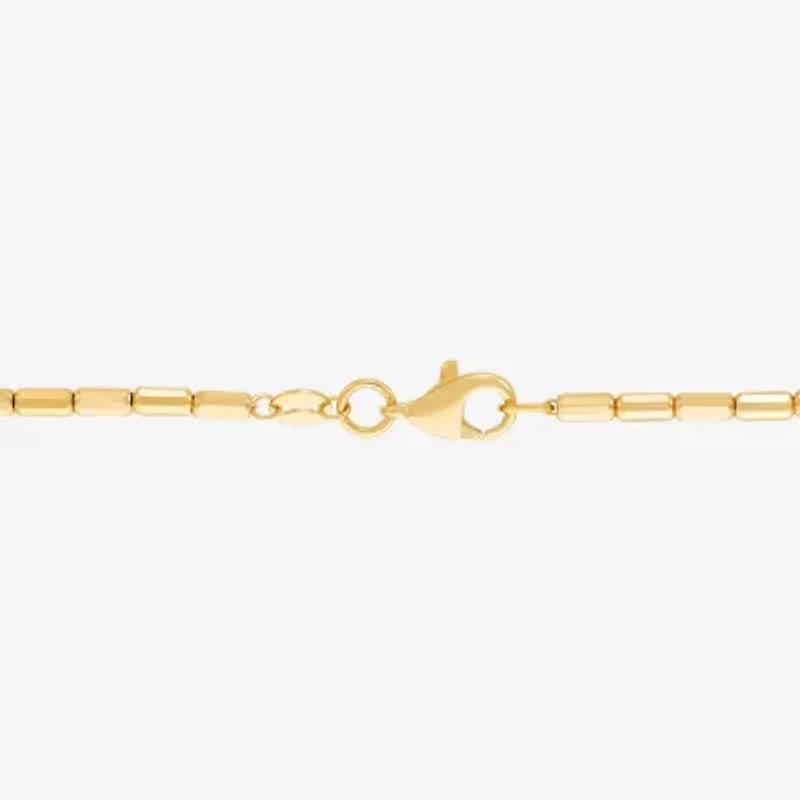 Womens 10K Gold 7.5 Inch Hollow Link Chain Bracelet