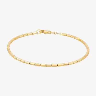 Womens 10K Gold 7.5 Inch Hollow Link Chain Bracelet